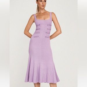 SAU LEE DANIELA KNITTED MIDI DRESS